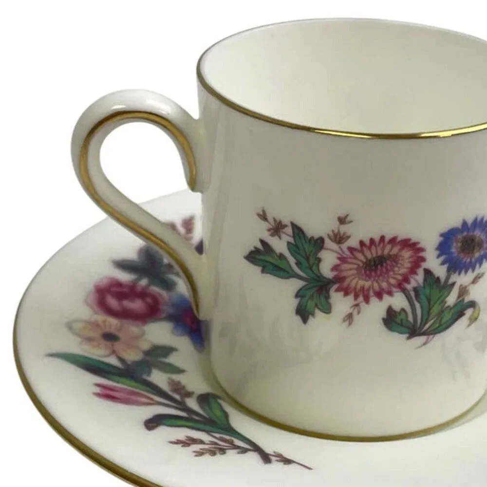Vintage Wedgwood Devon Sprays England Cup & Saucer Floral Bone China Teacup Set